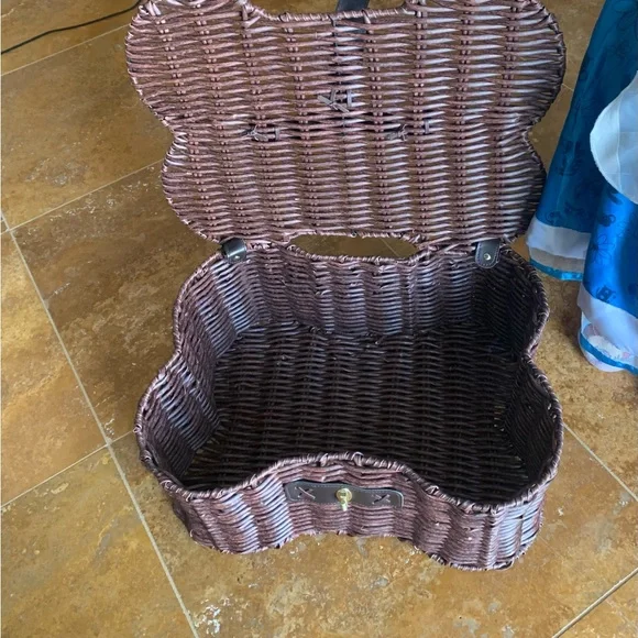 Both Brown Wicker Pet Dog Bone Baskets dog or cat supply storage bins - Picture 3 of 16